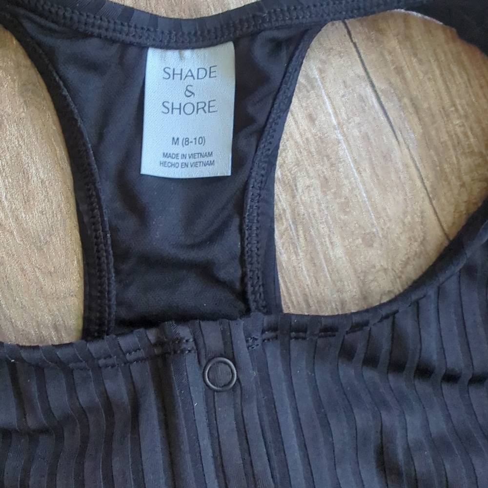 Shade & Shore Black Ribbed Button Tank Top - Picture 3 of 4